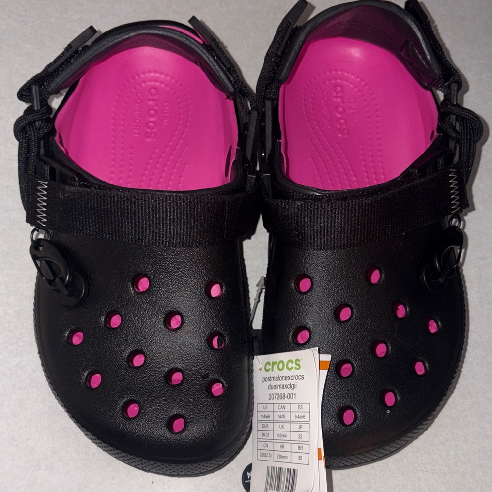 CROCS Kids' Black and Pink Sandals